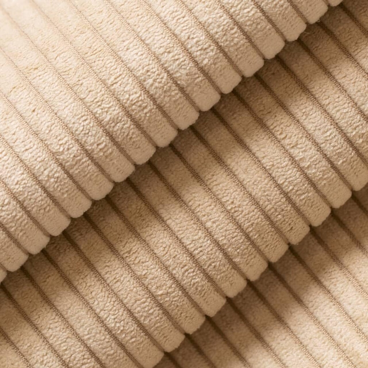 Beige Small Scale Stripe Corduroy Velvet Upholstery Fabric by The Yard - SKU: Burnett Beige